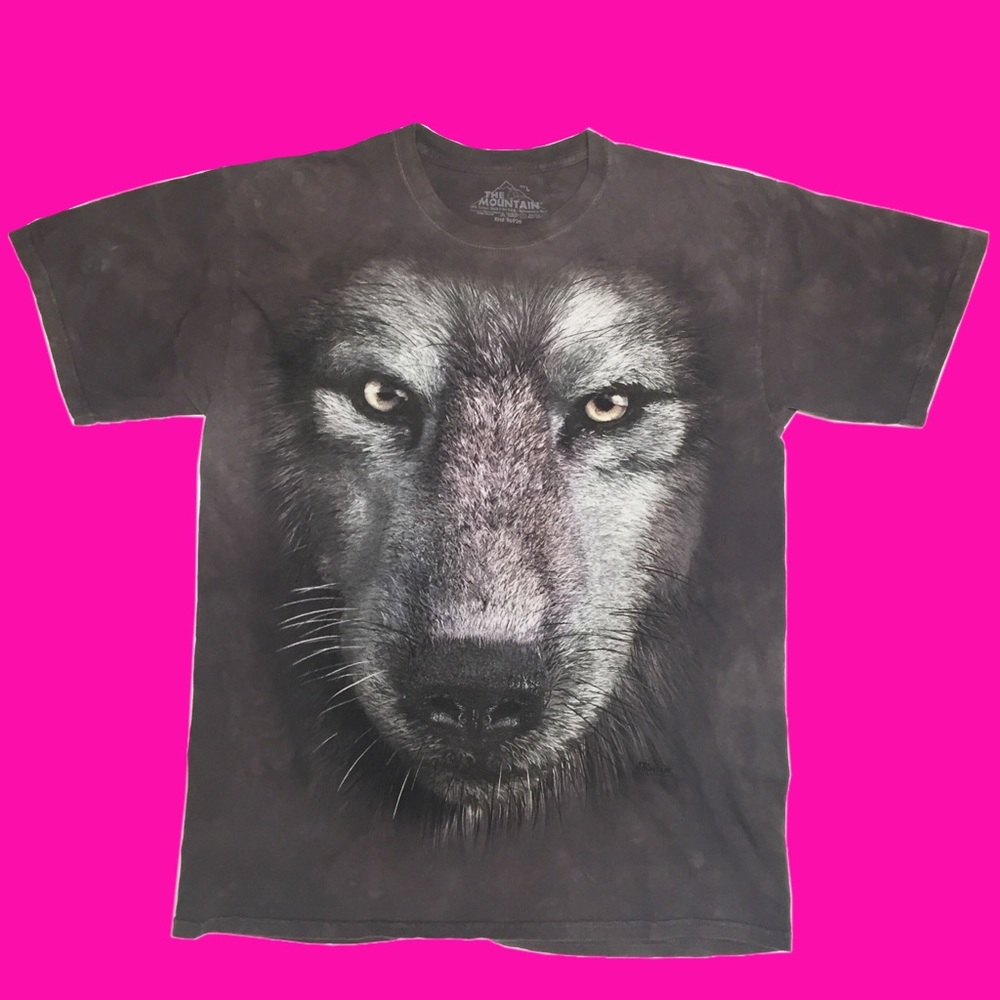 Wolf all over print grey T-shirt size large